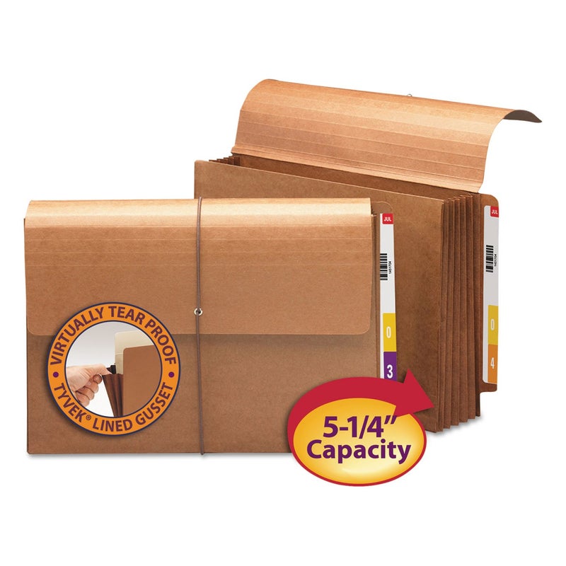 Smead End Tab Wallet, 5-1/4" Expansion, Flap and Cord Closure, Legal Size, Redrope, 10 per Box (71148) - Image 2
